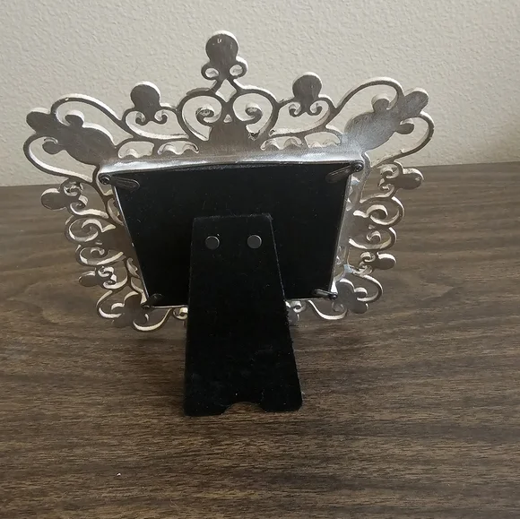 Distressed Metal w/ Silver Gem & Rhinestone Photo Frame - Picture 2 of 3